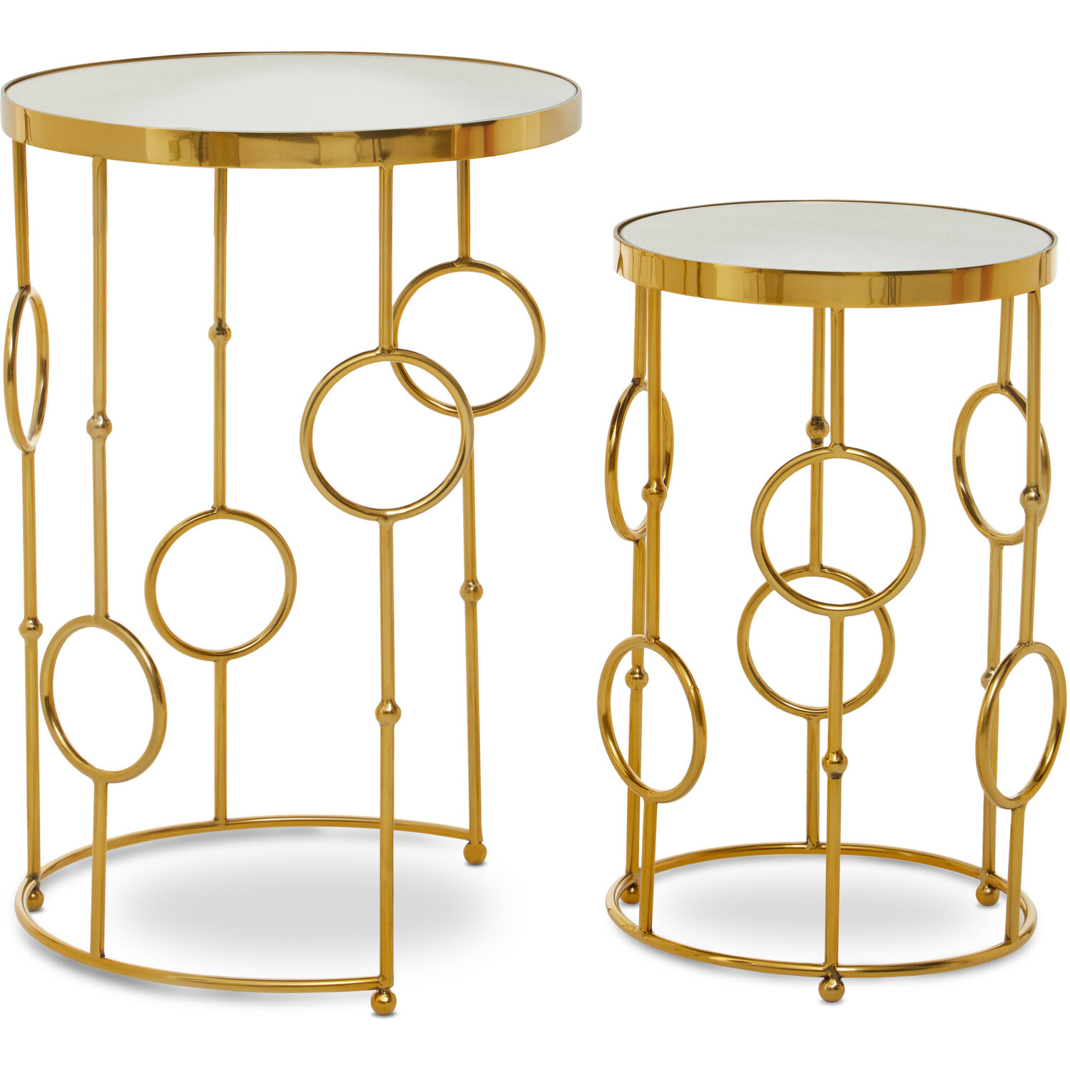 Rabia Set Of 2 Circle Pattern Side Table - Gold