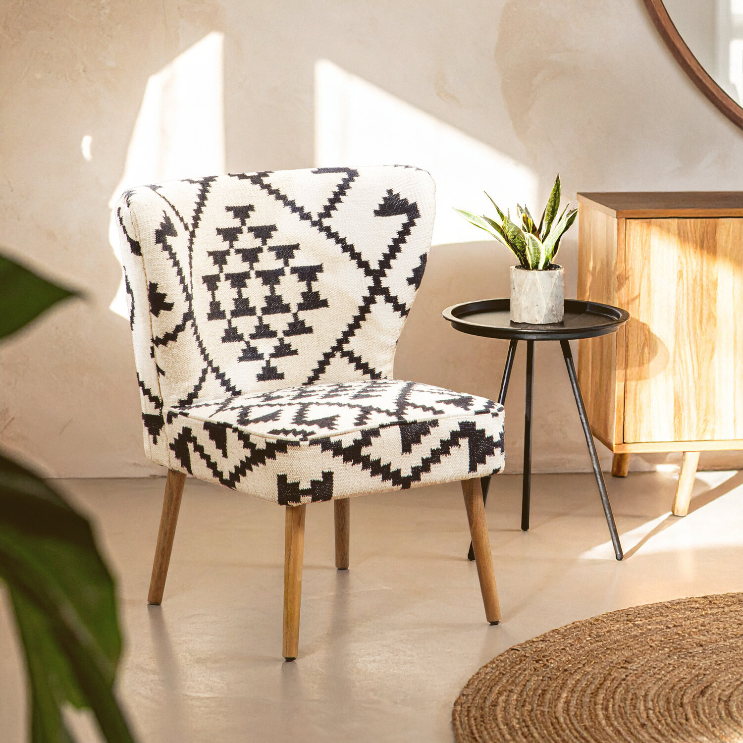 Fifty Five South Cefena Berber Style Mango Wood Chair - White