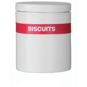 Hot White Biscuit Canister with Hot Pink Silicone Band