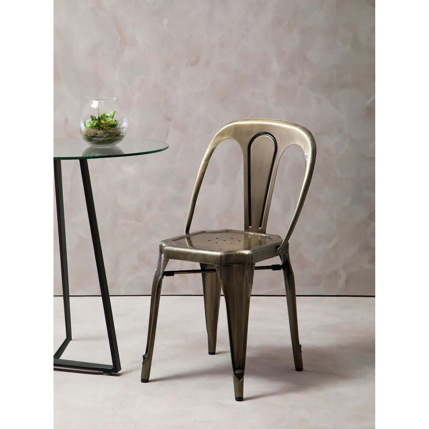 Grange Brass Finish Metal Chair - Gold