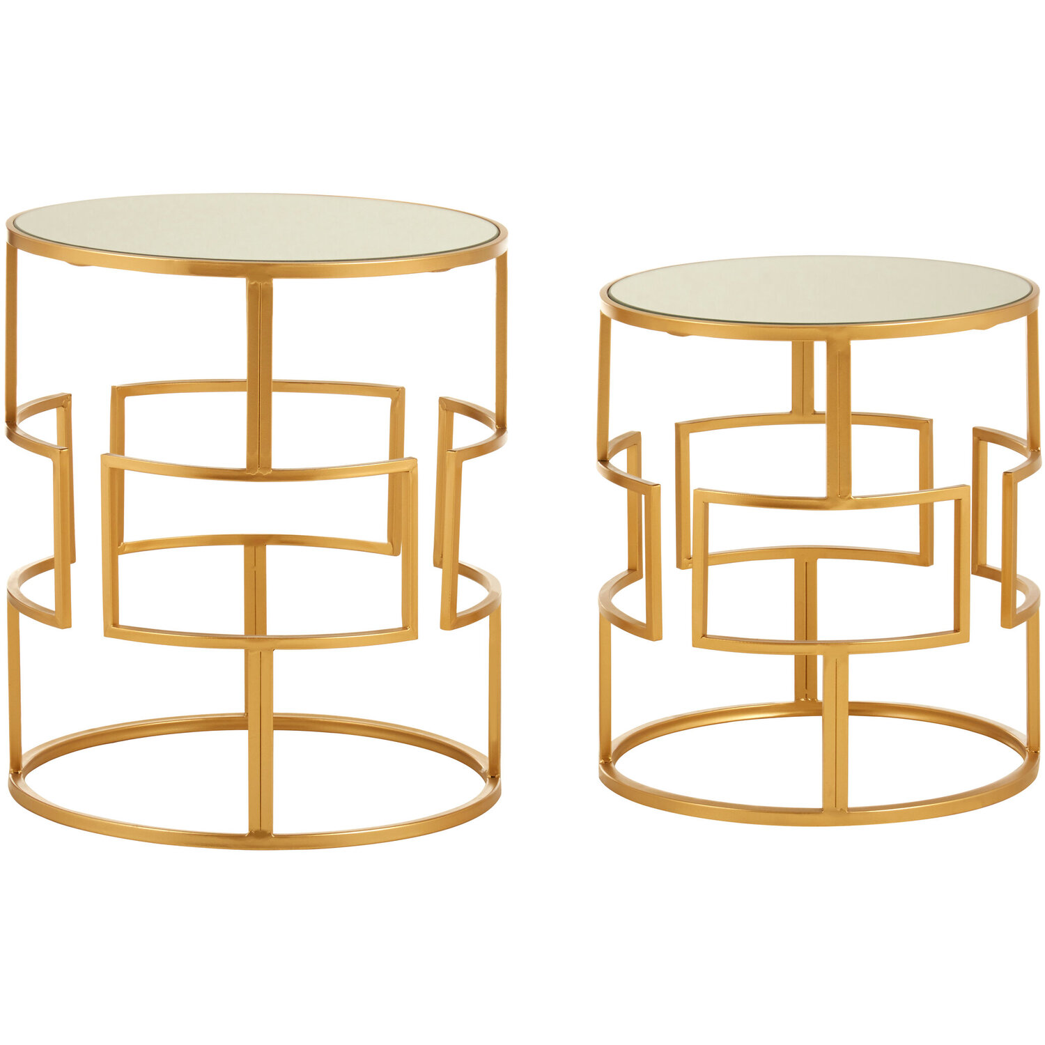 Avantis Set Of Two Gold Metal Round Side Tables - Gold