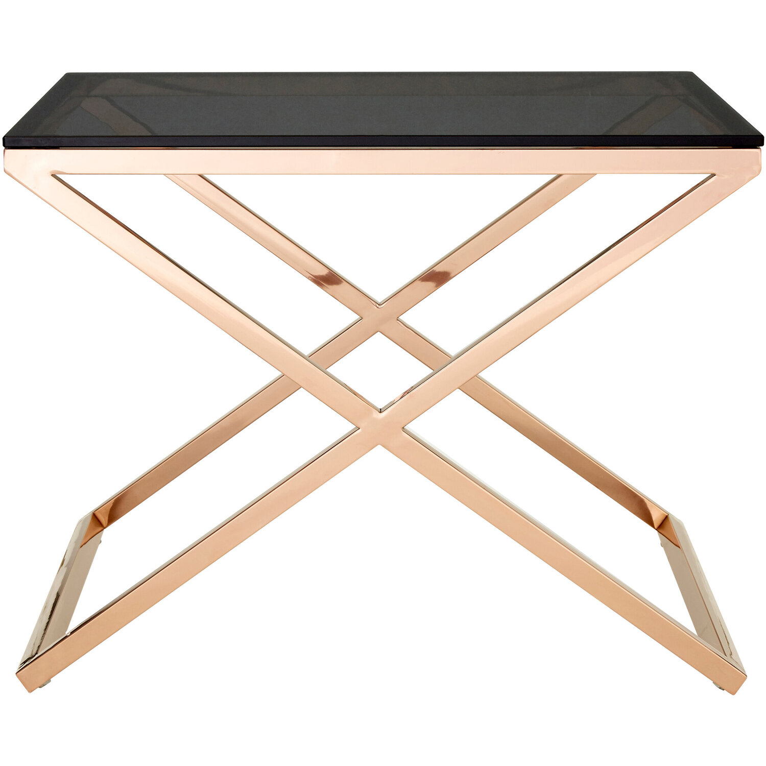 Montril Glass Top Criss Cross End Table - Gold