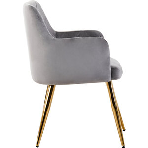 Tamzin Mink Velvet Quilted Dining Chair with Gold Finish Legs