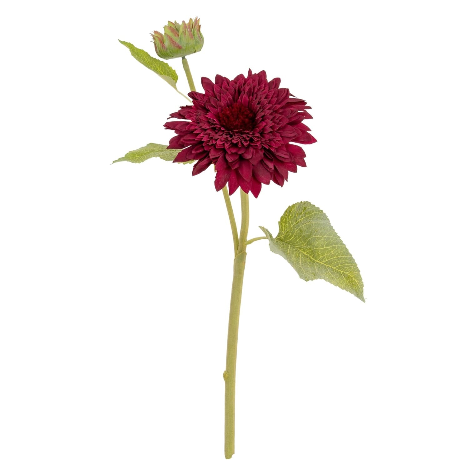 Set of 3 Artificial Dahlia Stems Burgundy Raven - Green