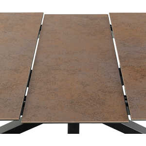 Perth Extendable Dining Table 168cm Rusty Ceramic Top Metal Cross Base