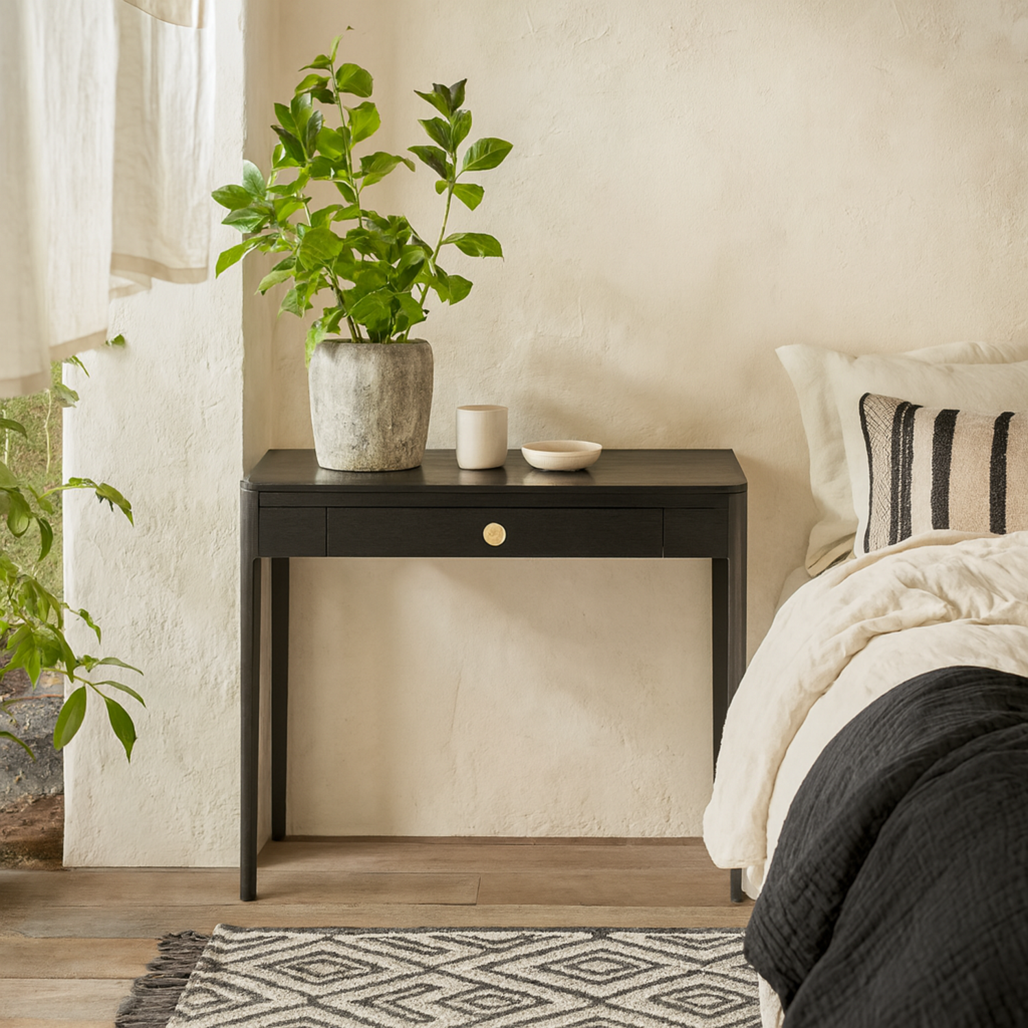 Wyld Haus Trieste Console Table With Brushed Brass Handle - Black