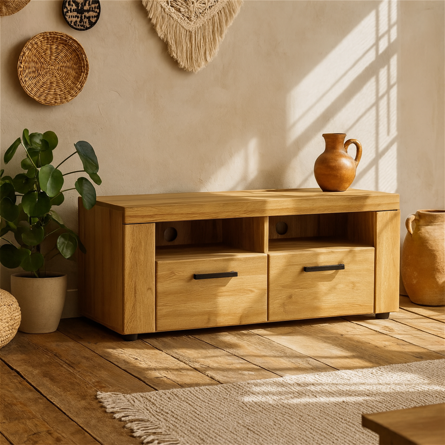 Larkwood 2 Drawer TV Media Cabinet - Natural