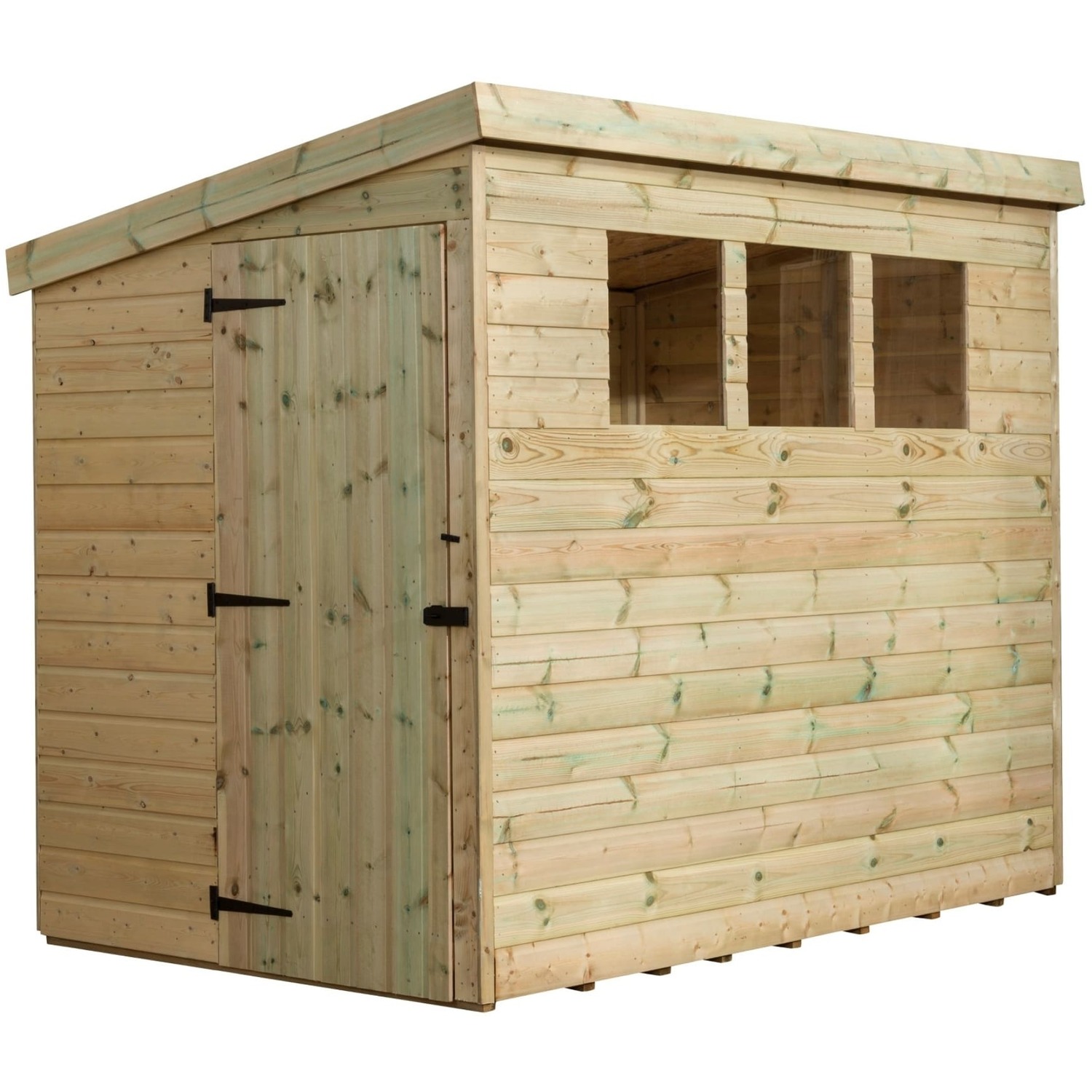 Empire 2500 6x5 Pent Garden Shed with a Single Door Both Side Panels & 3 Windows - Green