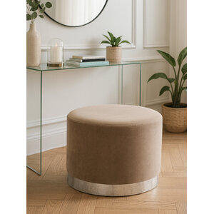 Hagen Mink And Silver Round Stool