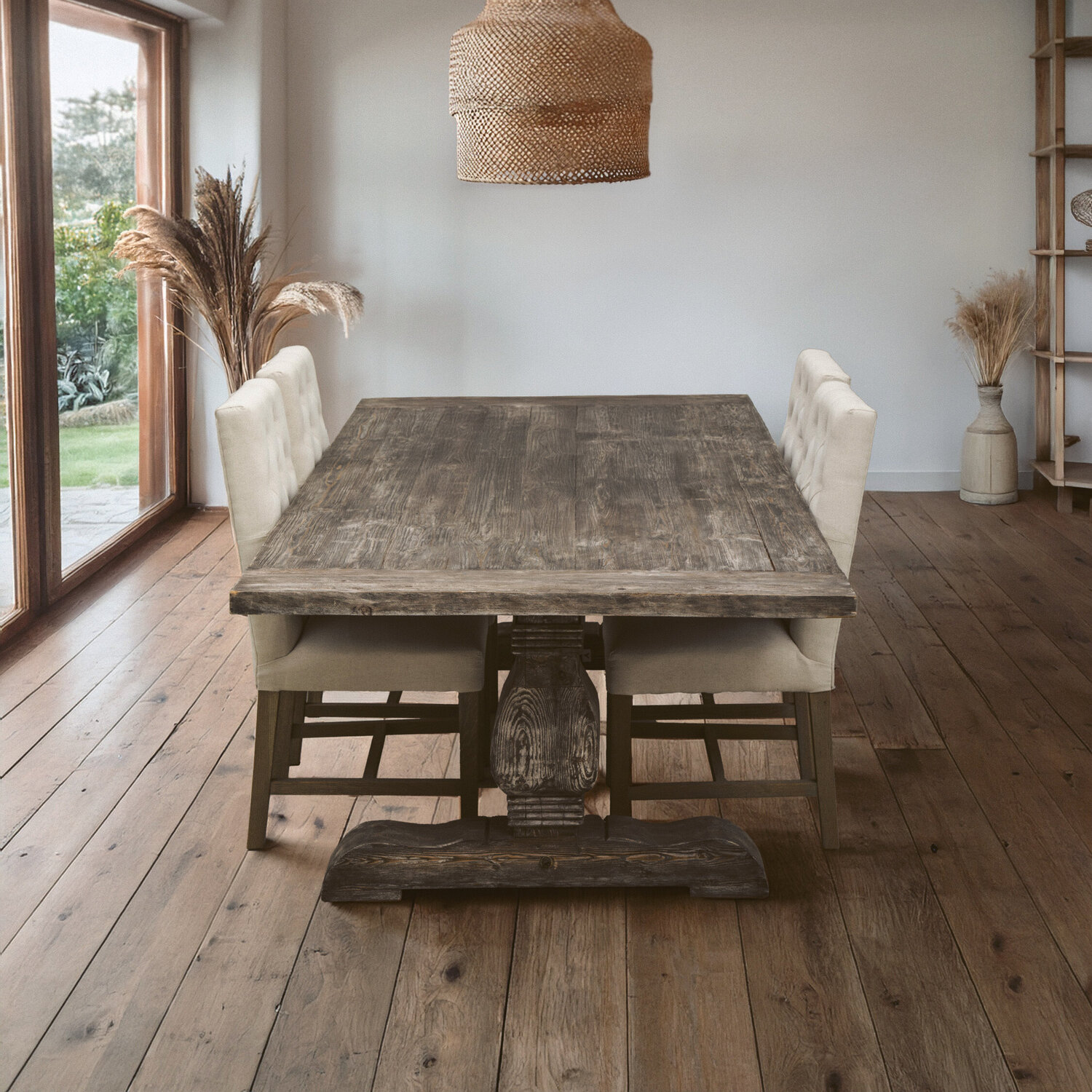 Lovina Recycled Pine Wood Dining Table - Brown