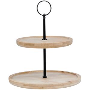 2 Tiered Bamboo Cake Platter - Brown
