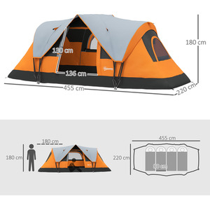 Orange Outsunny Dome Camping Tent 5 to 6 Man shot 13997919