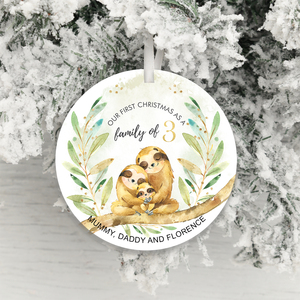 Personalised Family of 3 Christmas Decoration
