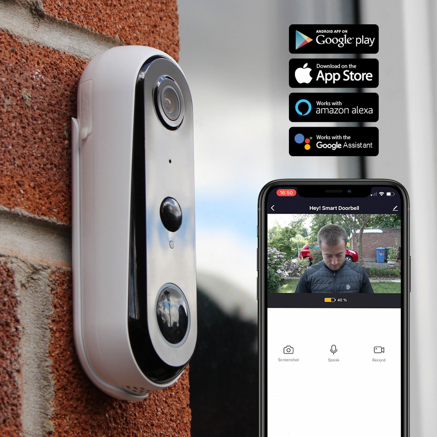 HEY Smart Video Doorbell - black