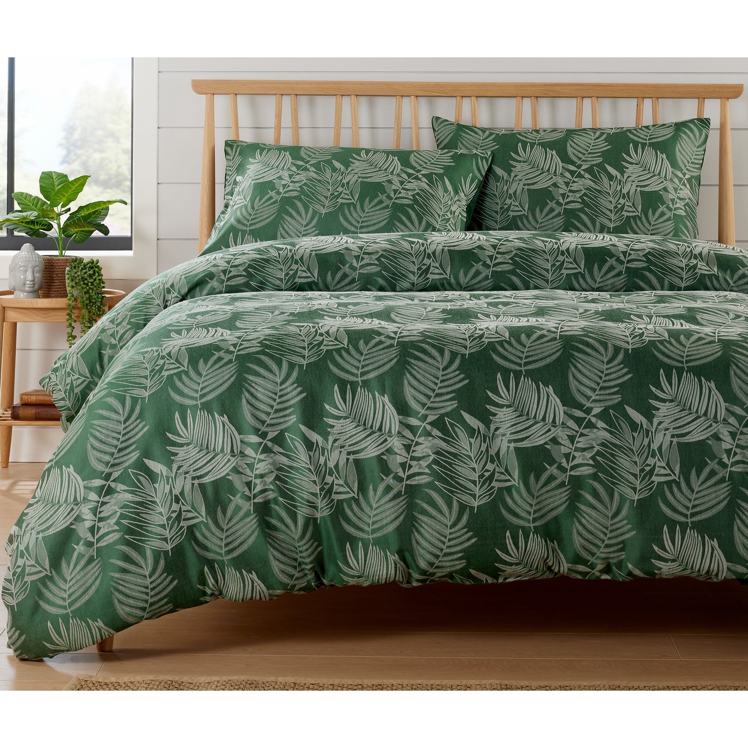 Leaf Jacquard Duvet Set - Emerald Green Double