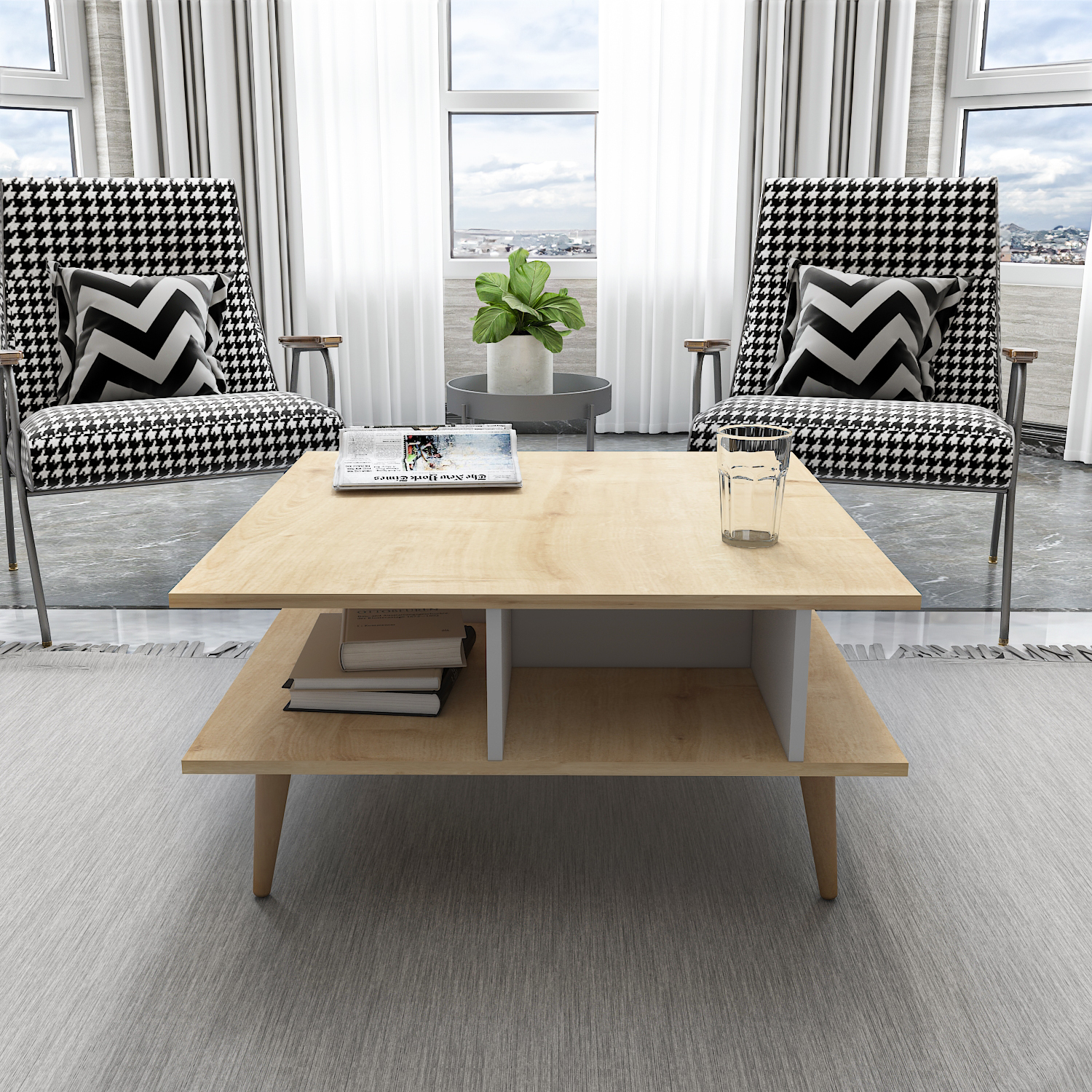 Decorotika Akya Coffee Table - Oak And White