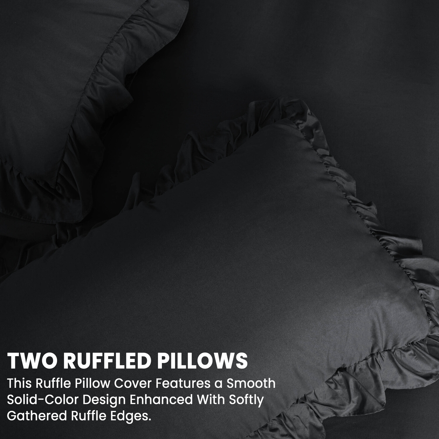 New Ruffled Borders Duvet Cover Set - Charcoal Double