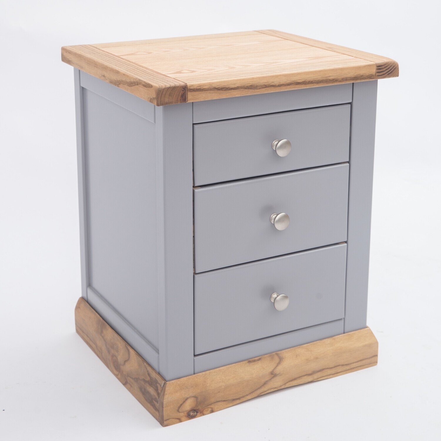 Rackhams Grey Biccari 3 Drawer Bedside Table - Image 4