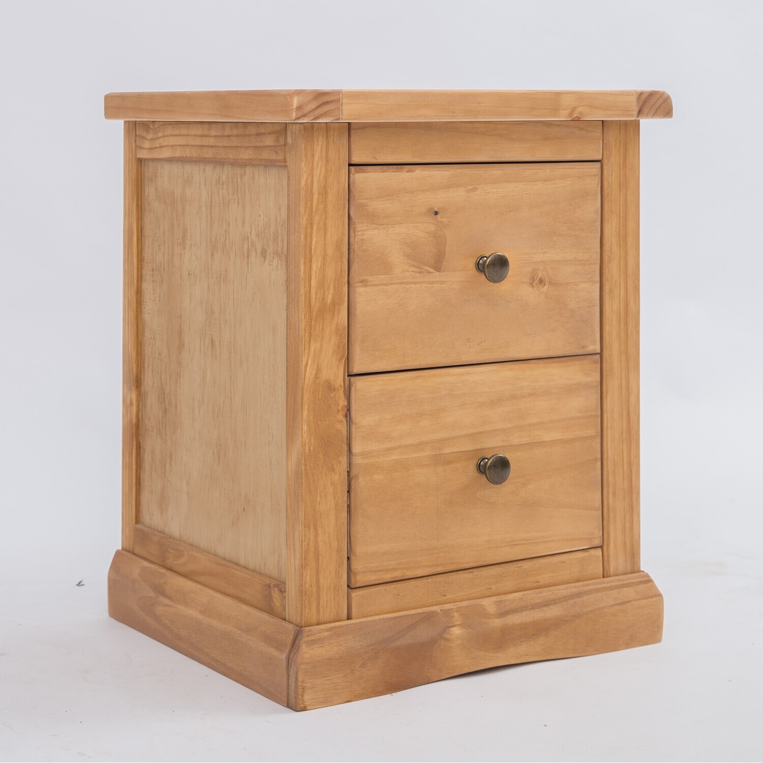 Cabinet Bits Lucca 2 Drawer Bedside Cabinet - Brown / Brass Knob