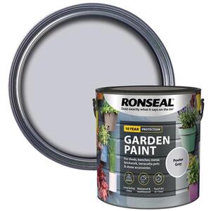 Ronseal Garden Paint Pewter Grey 2.5 Litre - 39444 - Perfect for All Garden Surfaces