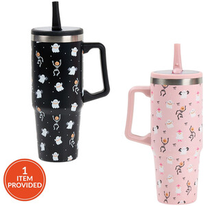 Halloween Tumbler with Handle and Straw