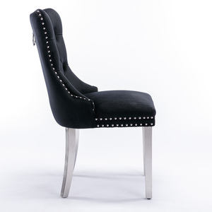 Winchester Set of 4 Velvet Upholstered Kitchen Dining Chairs with Sliver Chrome Legs