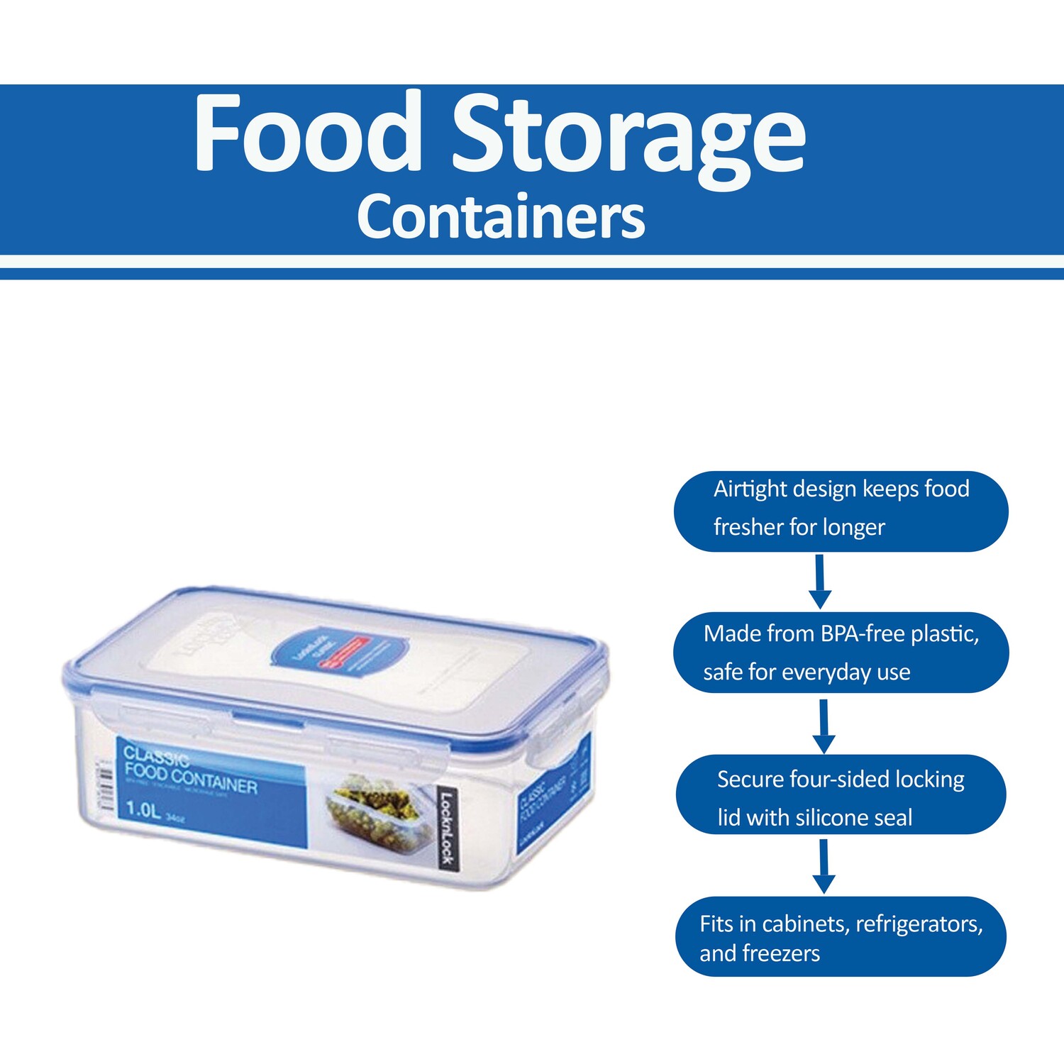 Locknlock Airtight Food Storage Container 1L - Clear