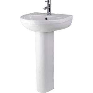 Copmere Modern White Round Bathroom Basin with Choice of Pedestal - 500mm