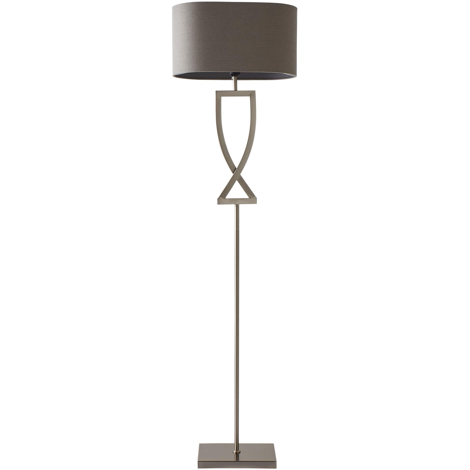 B&Q - Katniss Large Silver Chrome Metal Floor Lamp With A Grey Fabric Oval LampshadeBulb Included - Image 3