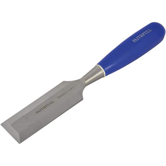 Faithfull 32mm (1 1/4in) bevel-edge chisel with blue PVC grip