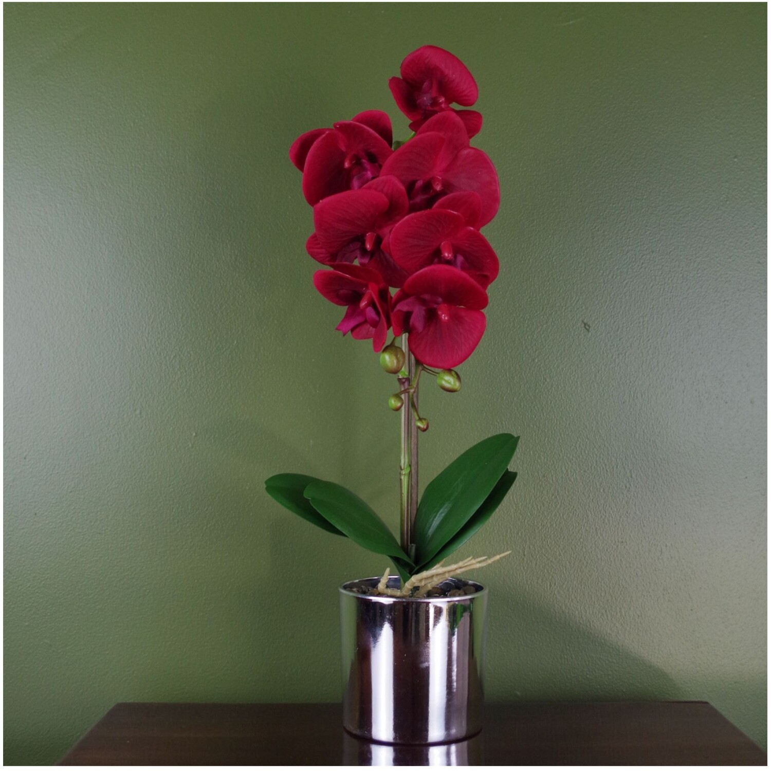 46cm Real Touch Artificial Orchid with 7 Flowers - Red