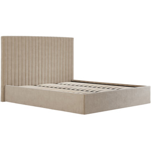 Beige / Double Berlin Tall Headboard Ottoman Bed shot 17080304