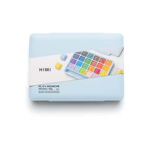 HIMI Jelly Cup Gouache Set 24 Paint Colours Ice Blue Case, Smooth Rich Colours