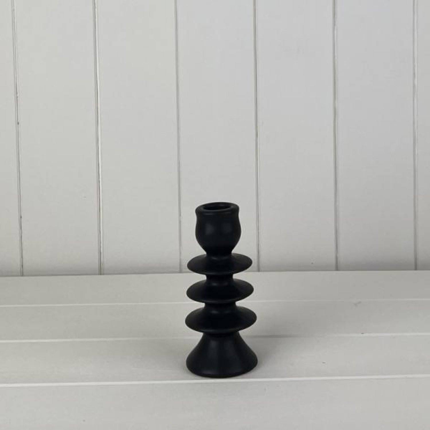  - Small Black Ceramic Candle Holder - Image 3