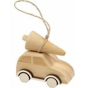 Wooden Car with Christmas Tree 3 Pack