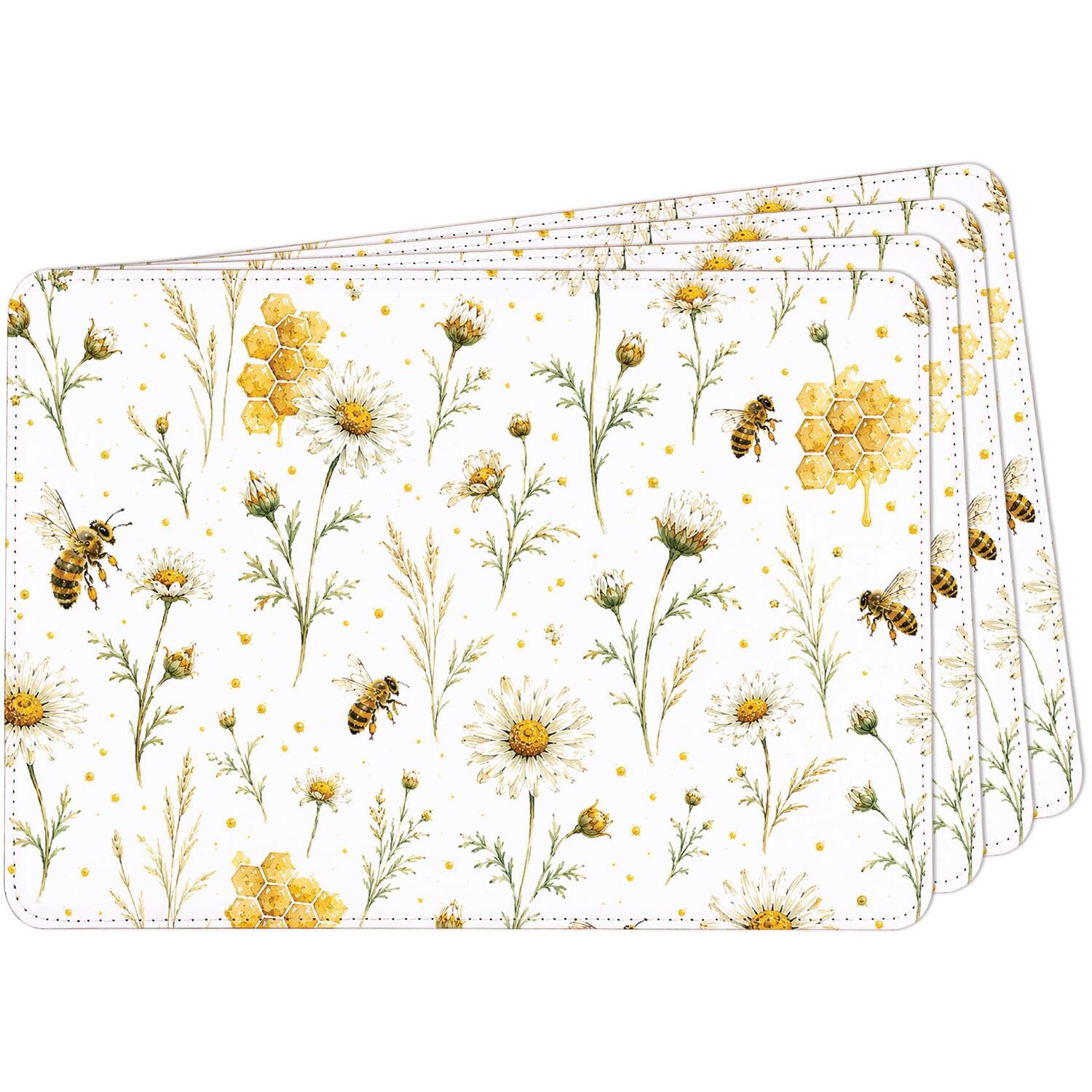 Image of Flying Bees Faux Leather Placemats -&hellip;