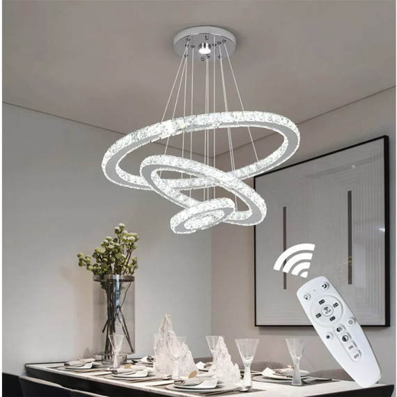 Chandelier Pendant Light Silver 3 Rings