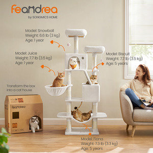 FEANDREA Cat Tree, 168 cm Large Cat Tower Condo
