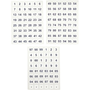 Pack of 864 Black on White 00-99 Number 12x12mm Self Adhesive Labels