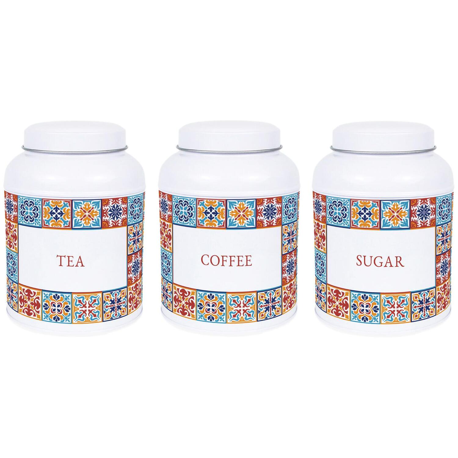 Purely Home Moroccan Tile Hot Chocolate Canister - Small Domed Lid Kitchen Storage Tin - Tea, Coffee & S