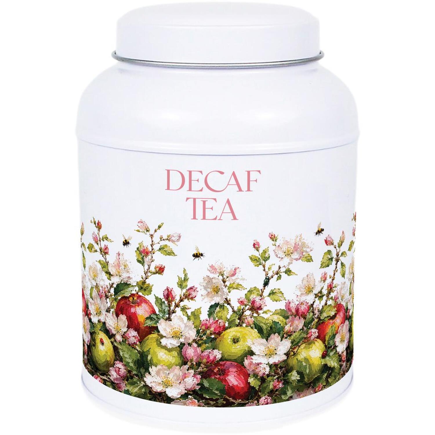 Purely Home Apple Blossoms Tea, Coffee & Sugar Canisters - Small Kitchen Storage Tins - Decaf Tea