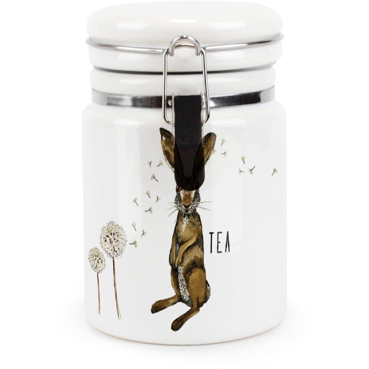 Purely Home Hare & Dandelions Small Ceramic Tea Storage Canister - Brown