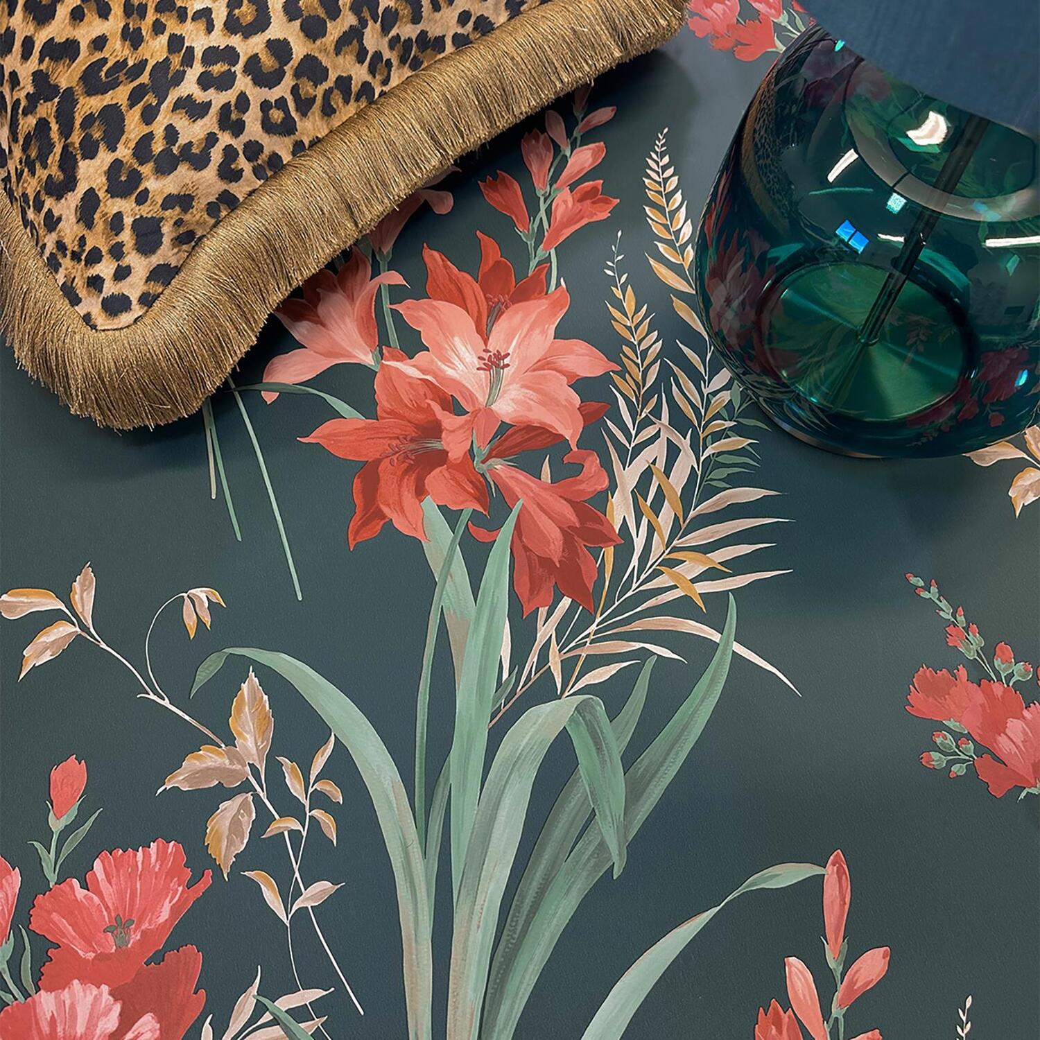Teal Thalia Floral Wallpaper Botanical Feature 5061103678058 - Image 3