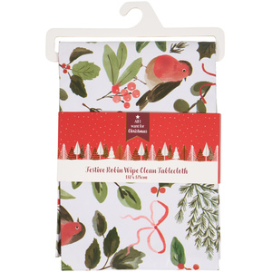 Festive Robin Wipe Clean Tablecloth