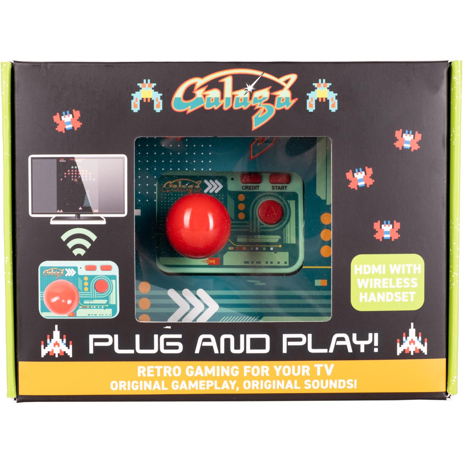 Fizz Creations Galaga Plug & Play Hdmi Arcade Console With Wireless Controller - Black