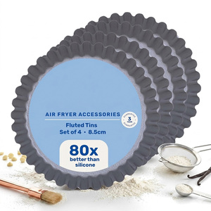 8 x 8.5cm Non-Stick Fluted Round Air Fryer Dish For Cooking & Roasting
