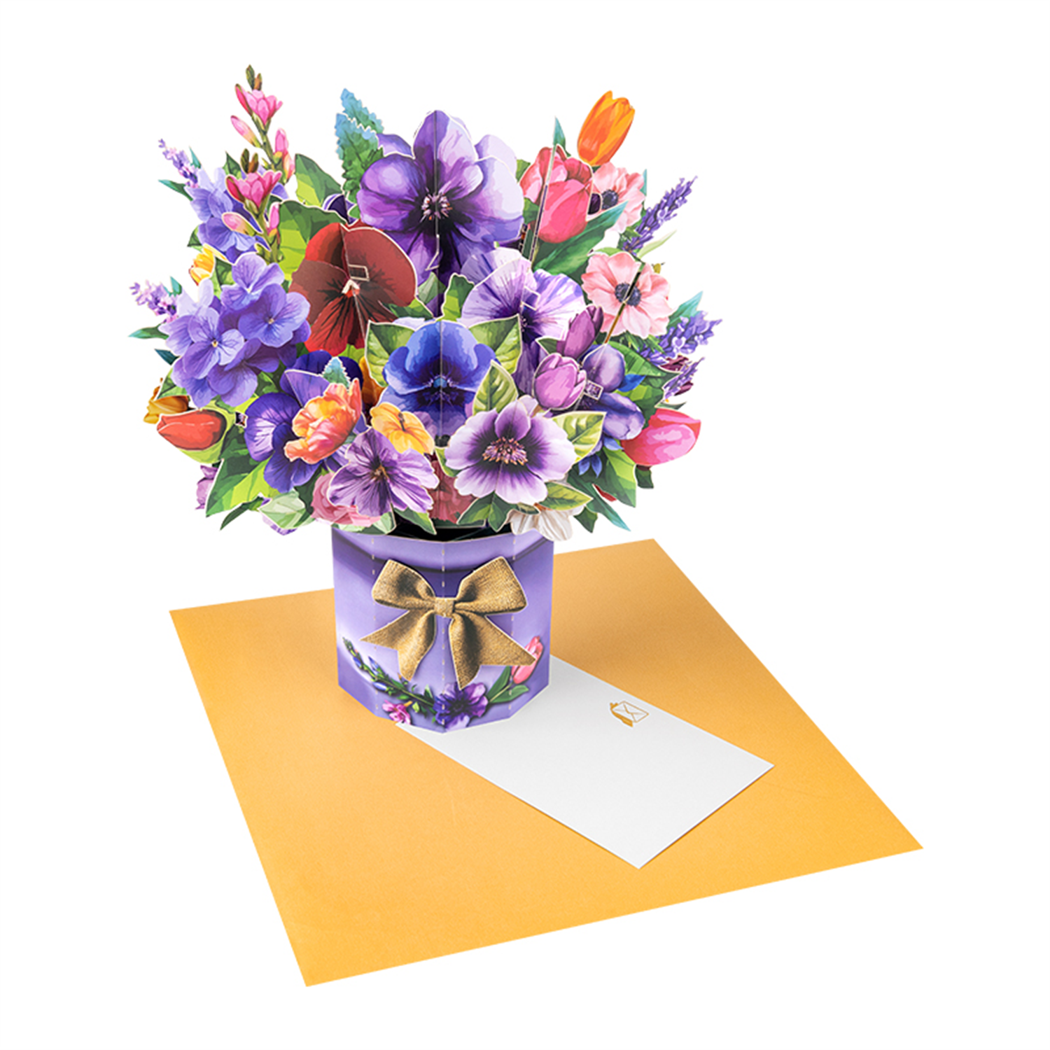 Floral Fantasy Paper Bouquet 3D Vase Pop Up Greeting Card - Image 2