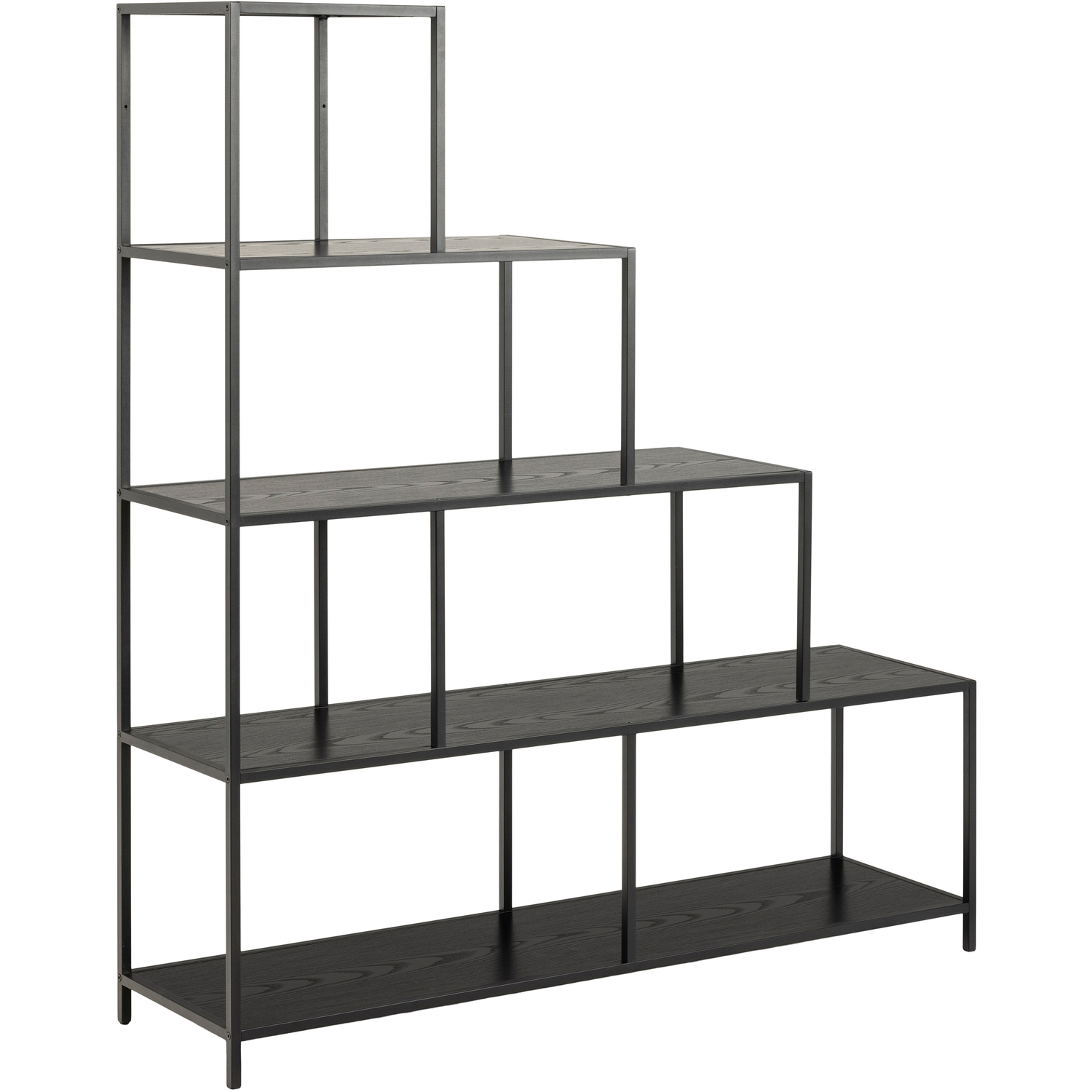 Furniture To Go Florence Seaford 4 Shelf Black Bookcase - 1500mm H x 1350mm W x 350mm D - Steel Frame - Image 4