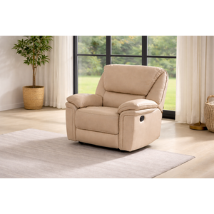 Denver Beige Fabric Reclining Armchair