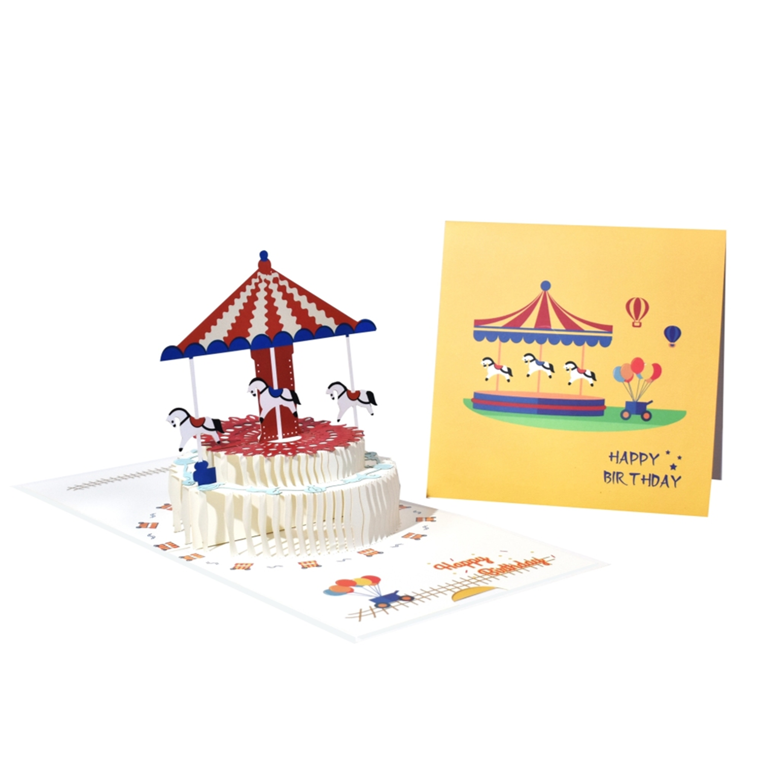 Carousel Spinning Cake Design 3D Pop Up Birthday Card - Image 2